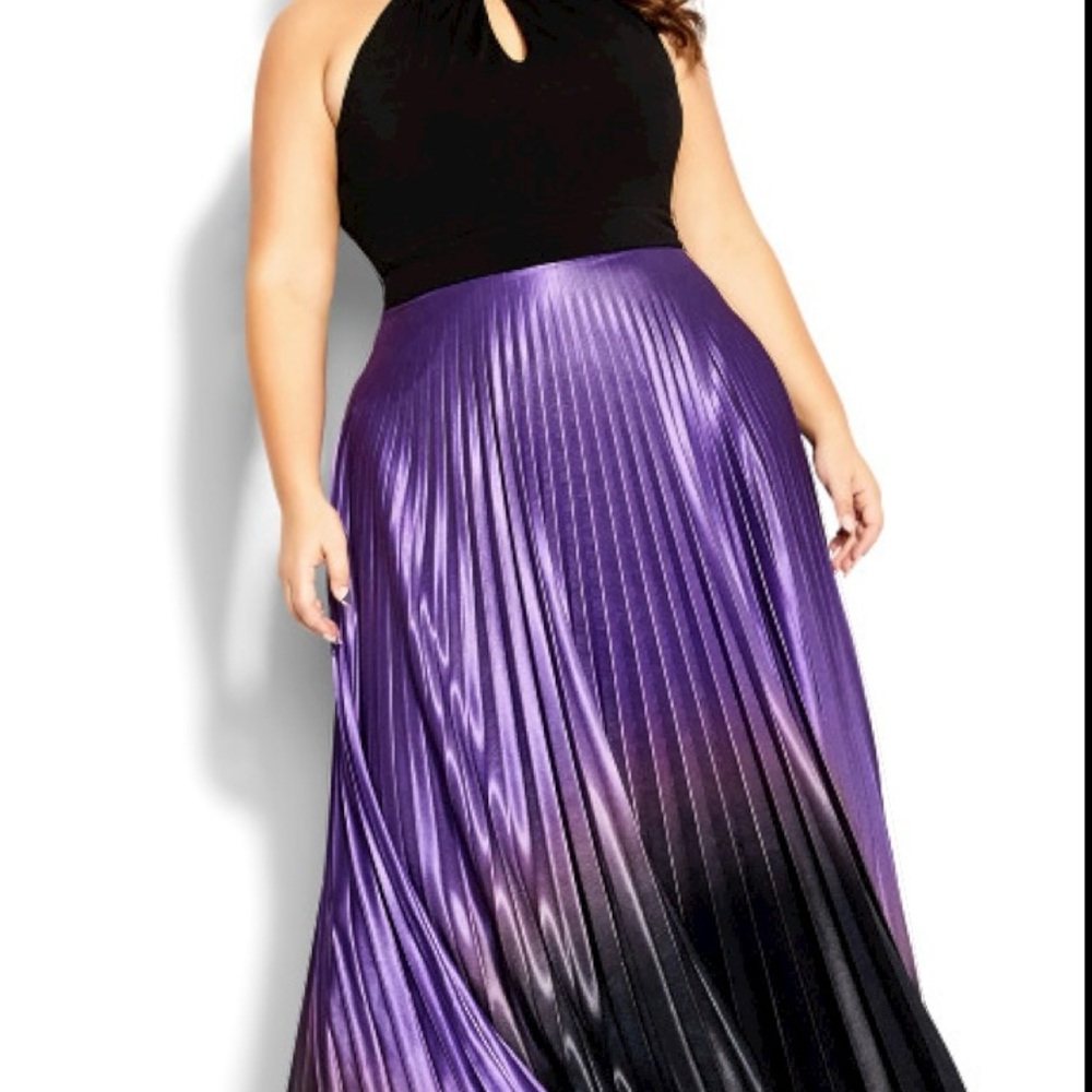 City Chic Ombre Pleated Maxi Dress